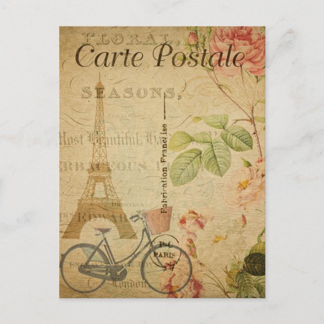 Modern Vintage Eiffel Tower collage art  Postcard (Front)