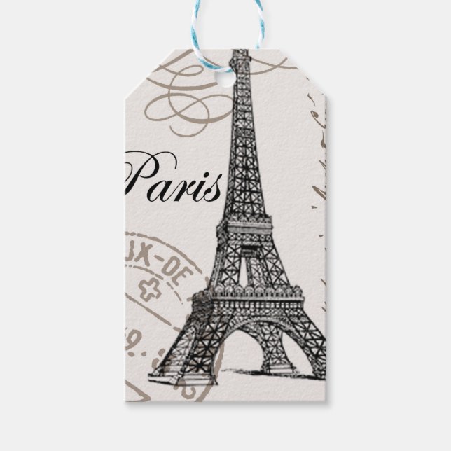 modern vintage Eiffel Tower Gift Tags (Front)