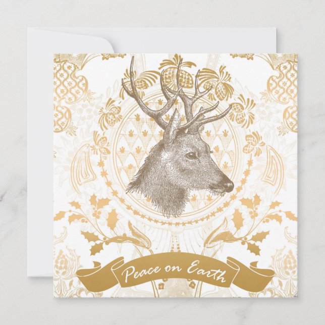 Modern Vintage Elegant Gold Christmas Holiday Card (Front)