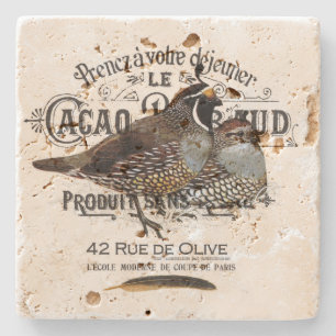 modern vintage fall quail stone coaster