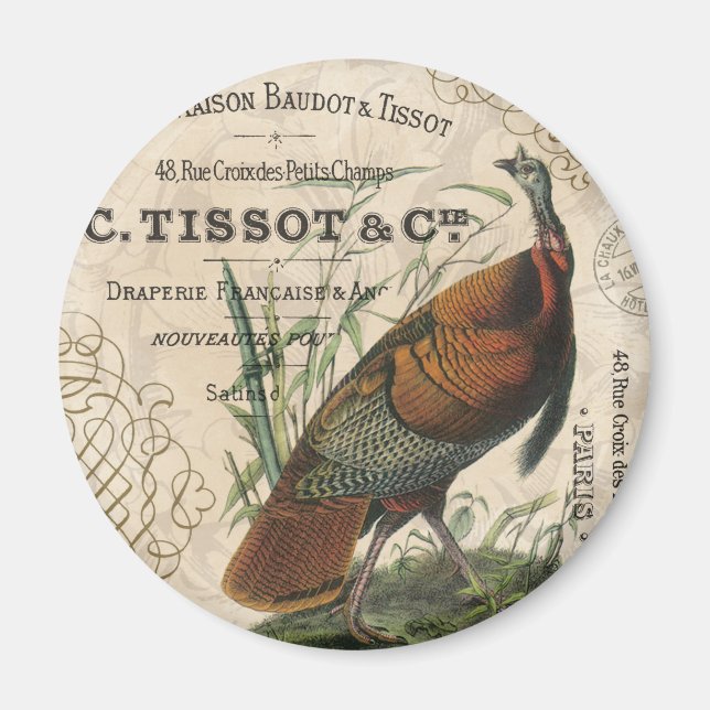 modern vintage fall wild turkey magnet (Front)