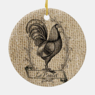 Modern vintage Farm Chicken french country rooster Ceramic Tree Decoration