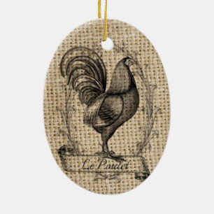 Modern vintage Farm Chicken french country rooster Ceramic Tree Decoration