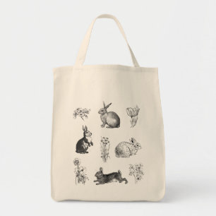 Modern vintage farmhouse Easter rabbits Tote Bag