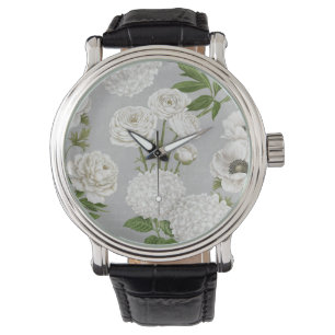 Modern Vintage Farmhouse white flower garden Watch
