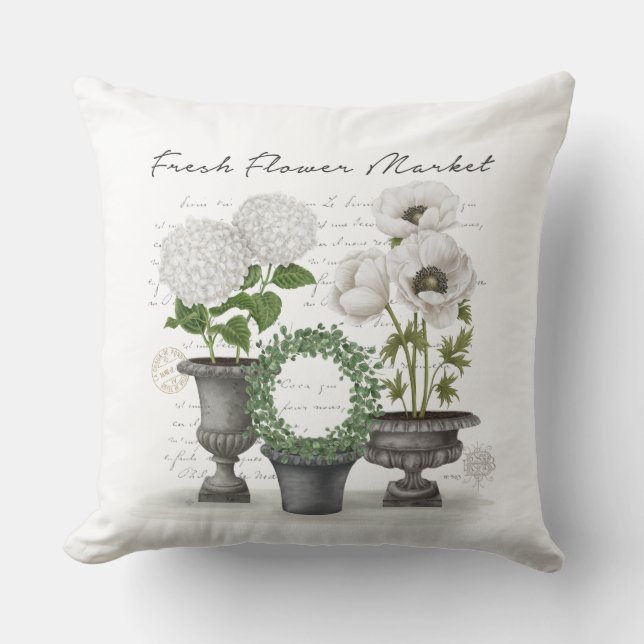 MODERN VINTAGE FARMHOUSE WHITE GARDEN CUSHION (Front)