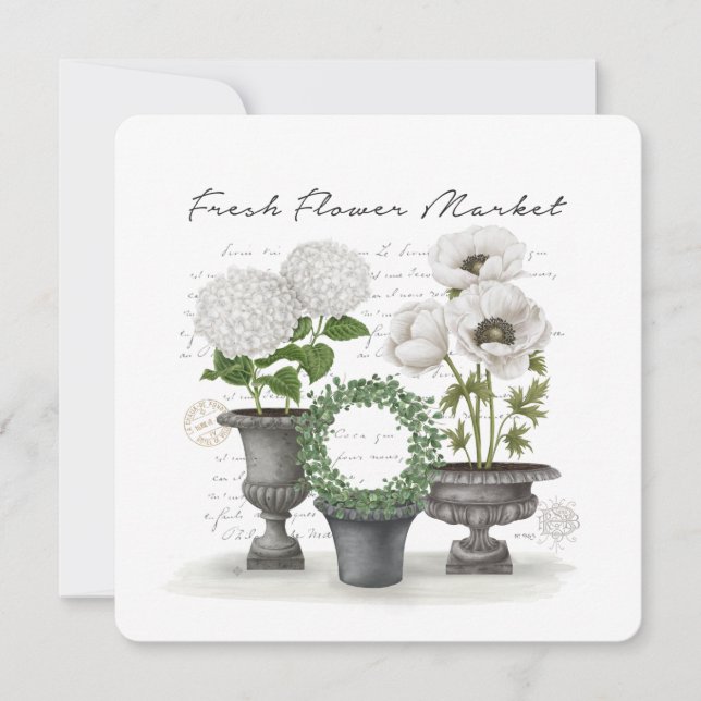 MODERN VINTAGE FARMHOUSE WHITE GARDEN INVITATION (Front)
