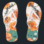 Modern Vintage Floral Bridesmaid Wedding Favour Jandals<br><div class="desc">Delightful Orange Roses accompanied by Pink and White Flowers on a Golden Wire Trellis.</div>