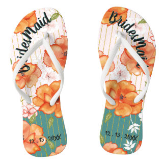 Modern Vintage Floral Bridesmaid Wedding Favour Jandals