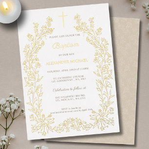 Modern Vintage Floral Christian Baptism