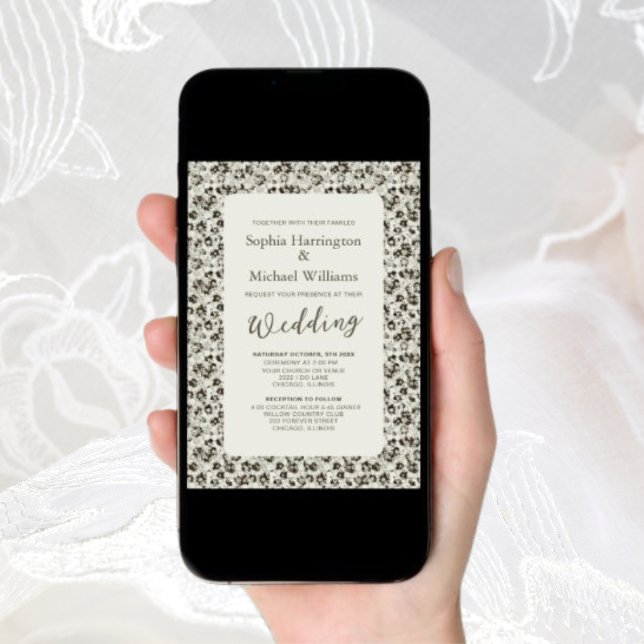 Modern Vintage Floral Digital Wedding Invitation  (Creator Uploaded)