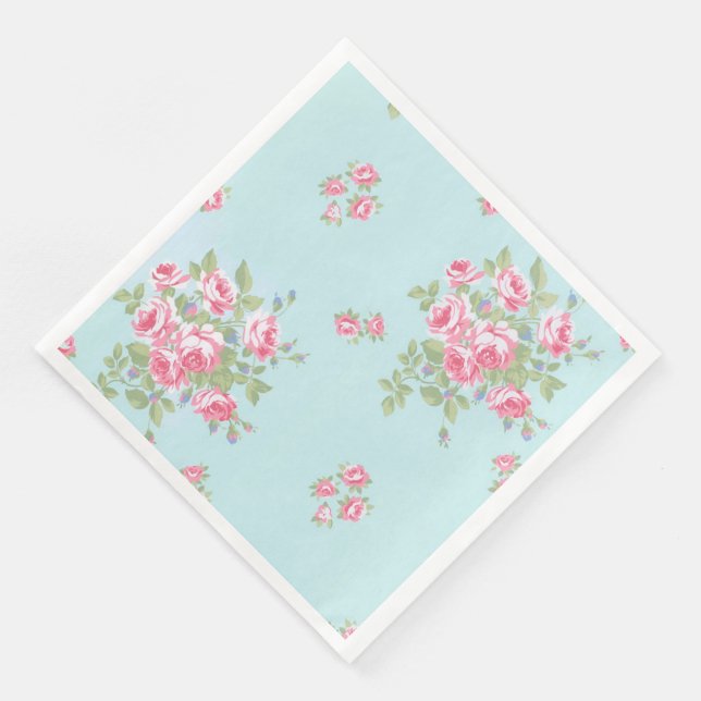 Modern Vintage Floral Paper Dinner Napkins (Corner)