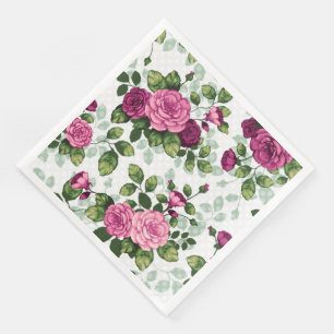 Modern Vintage Floral Paper Dinner Napkins