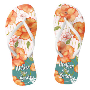 Modern Vintage Floral Roses Orange Wedding Favou Jandals