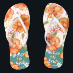 Modern Vintage Floral Roses Orange | Wedding Favou Jandals<br><div class="desc">Delightful Orange Roses accompanied by Pink and White Flowers on a Golden Wire Trellis.</div>
