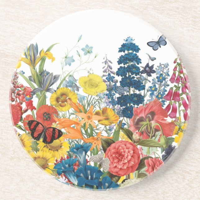 modern vintage flowers coaster (Front)