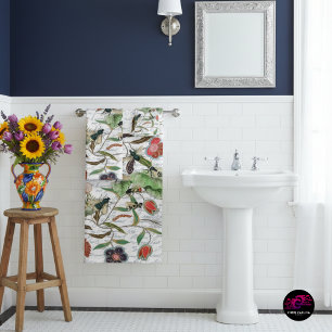 Modern Vintage French Bees & Flowers Bath Towel Set