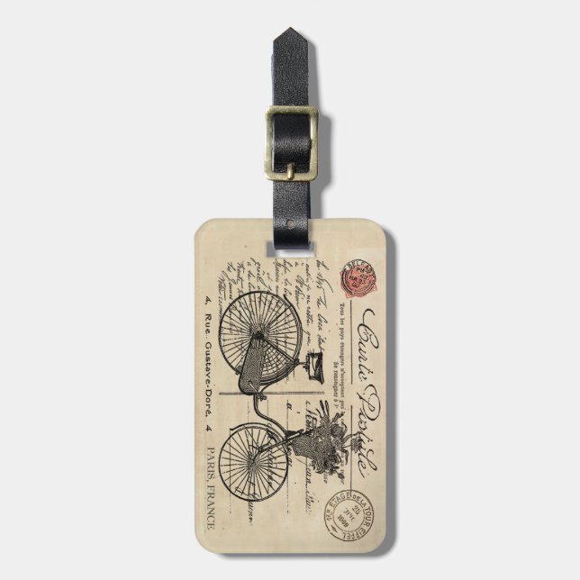 Modern vintage french bicycle luggage tag (Front Vertical)
