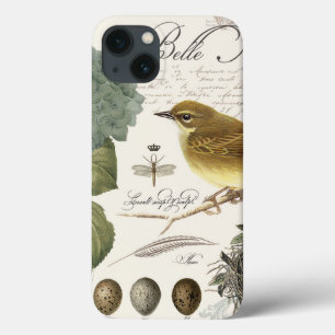 modern vintage French bird and nest iPhone 13 Case