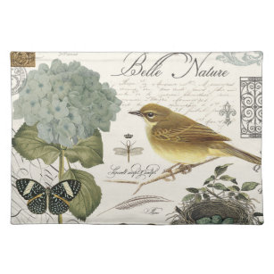 modern vintage French bird and nest Placemat