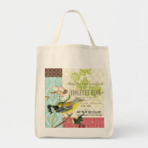 Modern Vintage French Bird tote bag