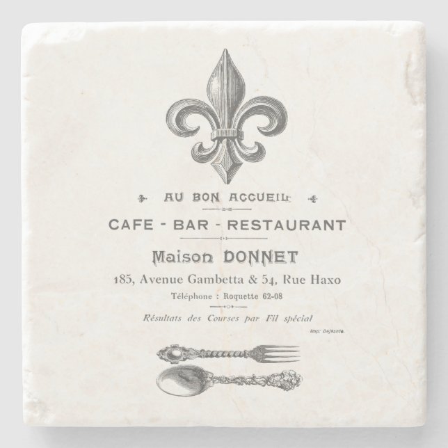 MODERN VINTAGE FRENCH BISTRO STONE COASTER (Front)