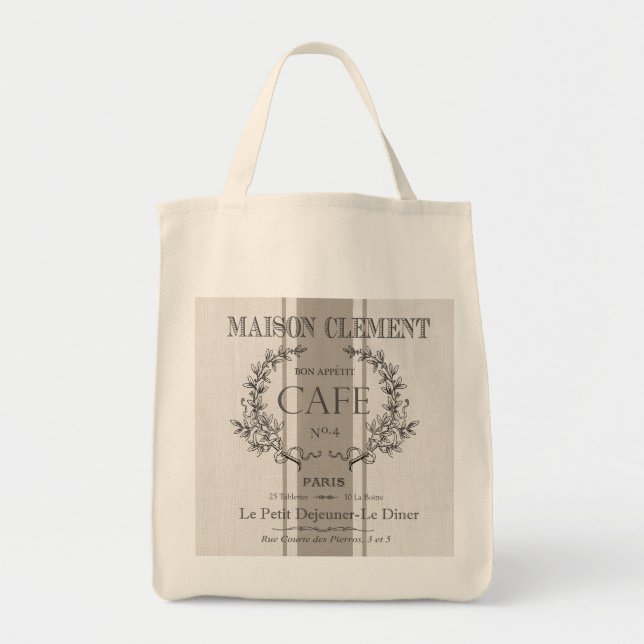 modern vintage french cafe tote bag (Front)