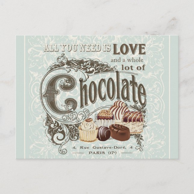 modern vintage french chocolates postcard (Front)