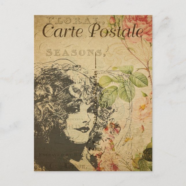 Modern Vintage French  collage Postcard (Front)
