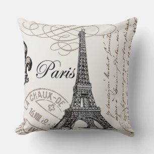 modern vintage french Eiffel Tower Cushion