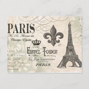 modern vintage french Eiffel Tower Postcard