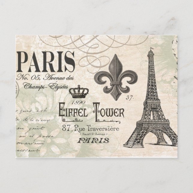 modern vintage french Eiffel Tower Postcard (Front)