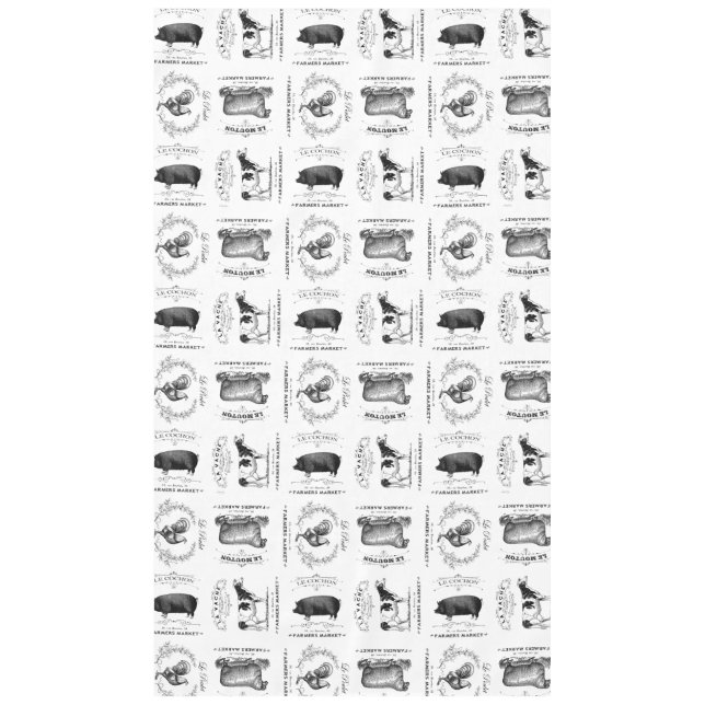 modern vintage french farm animals tablecloth (Front)