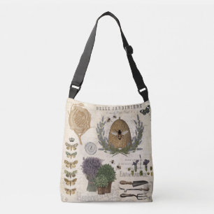 Modern vintage french farmhouse bee crossbody bag