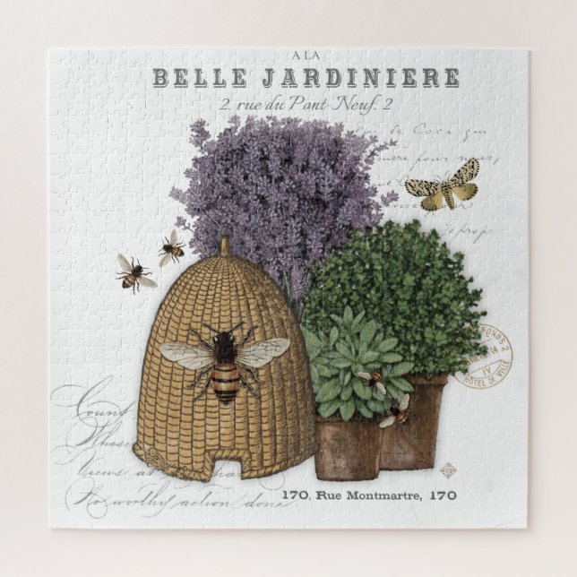 Modern vintage french farmhouse bee jigsaw puzzle (Vertical)