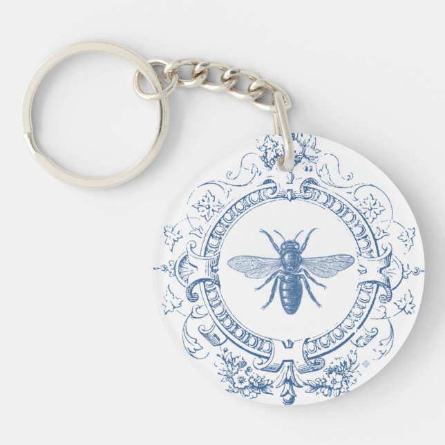 Modern Vintage French farmhouse bee Key Ring (Front)