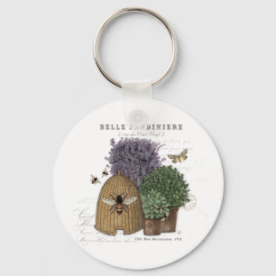 Modern Vintage French Farmhouse Bee Key Ring