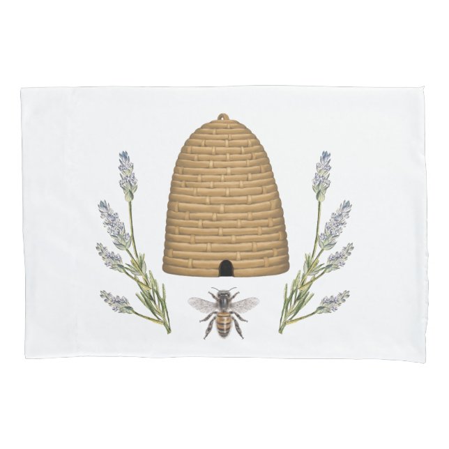 Modern vintage french farmhouse bee pillowcase (Front-Left)