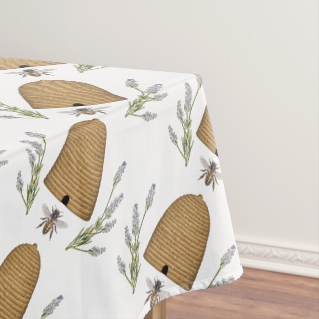 Modern vintage french farmhouse bee tablecloth (In Situ)