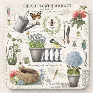 Modern Vintage french farmhouse flower garden Coaster