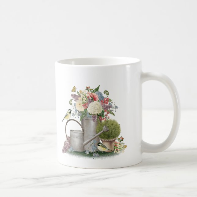 Modern Vintage french farmhouse flower garden Coffee Mug (Right)