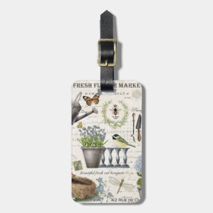 Modern Vintage french farmhouse flower garden Luggage Tag