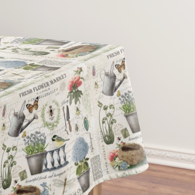 Modern Vintage french farmhouse flower garden Tablecloth (In Situ)