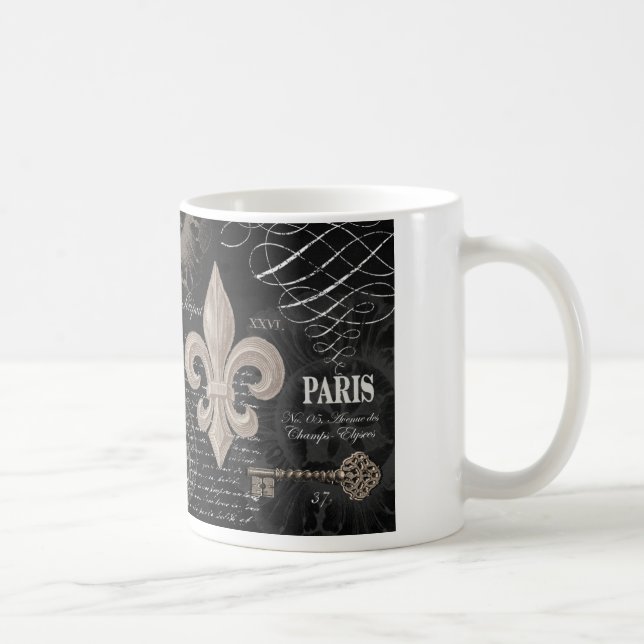 modern vintage french fleur de lis coffee mug (Right)