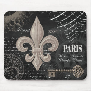 modern vintage french fleur de lis mouse pad