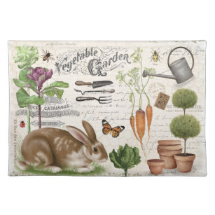 Modern Vintage French Garden Rabbit Placemat