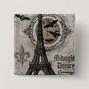 modern vintage french halloween Eiffel tower 15 Cm Square Badge