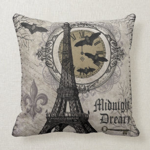 modern vintage french halloween Eiffel tower Cushion