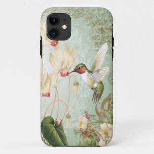 Modern Vintage French Hummingbirds iPhone 11 Case
