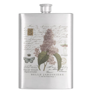 modern vintage French Lilacs Hip Flask